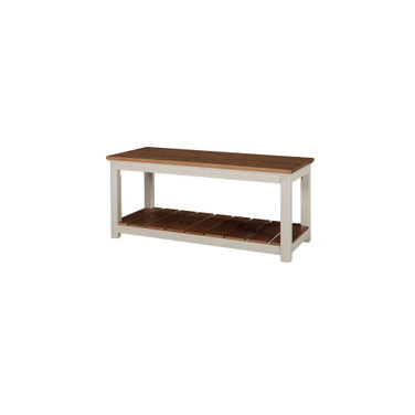 Savannah Bench, Ivory with Natural Wood Top