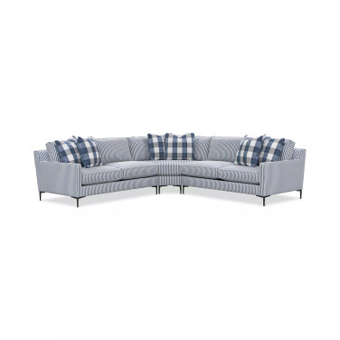 Laylanna 119" 3-Pc. Fabric Striped L-Shape Sectional