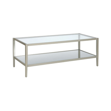 Hera 45" Wide Metal Rectangular Coffee Table with Mirror Shelf