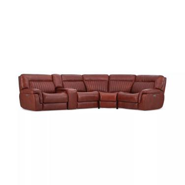 Thaniel 5-Pc. Leather Sectional with 2 Power Recliners and 1 USB Console