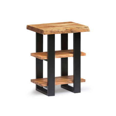 Alpine Natural Live Edge Wood 2-Shelf End Table