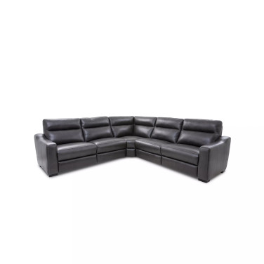 Gabrine 5-Pc. Leather Sectional with 2 Power Headrests