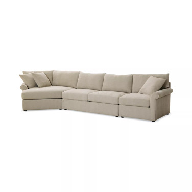 Wrenley 166" 3-Pc. Fabric Cuddler Chaise Sectional Sofa