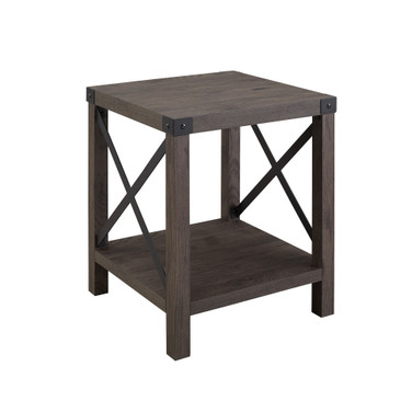 Farmhouse Metal-X Accent Table with Lower Shelf