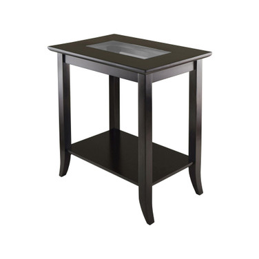 Genoa Rectangular End Table With Glass Top And Shelf