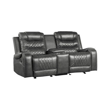 White Label Bailey 78" Double Glider Reclining Loveseat with Center Console, Receptacles and USB Port