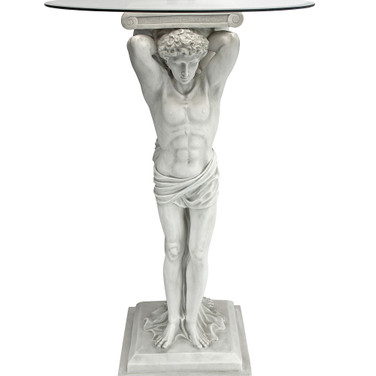 Hermitage Atlantes Glass-Topped Pedestal Table