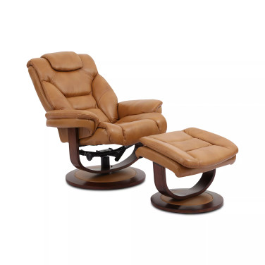Faringdon Leather Euro Chair & Ottoman