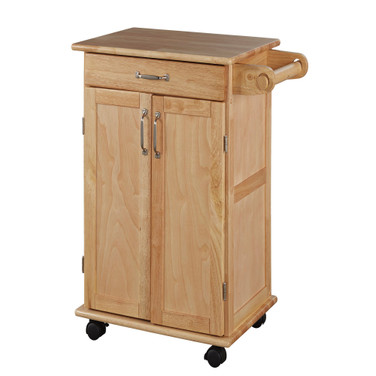 Natural Breakfast Bar Kitchen Cart with Wood Top