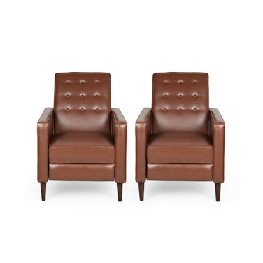 Mervynn Mid-Century Modern Button Tufted Recliners Set, 2 Piece
