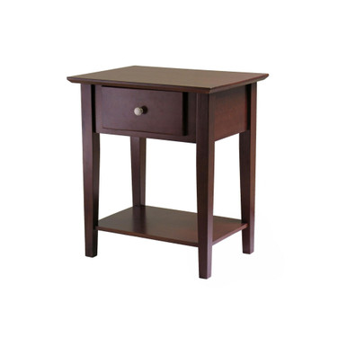 Shaker Night Stand with One Drawer & One shelf, Antique Walnut
