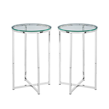 Modern Glam 2-Piece Metal-X Leg Side Table Set