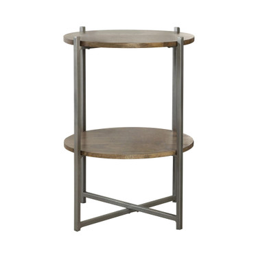 Round Accent Table with Open Shelf
