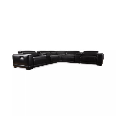 Krofton 7-Pc. Beyond Leather Fabric Sectional with 3 Power Motion Recliners and 2 Consoles