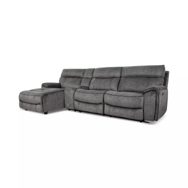 Hutchenson 4-Pc. Fabric Chaise Sectional with 2 Power Recliners, Power Headrests and Console