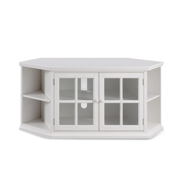 Riley Holliday Cottage White 56" Corner TV Console with Bookcase/Display
