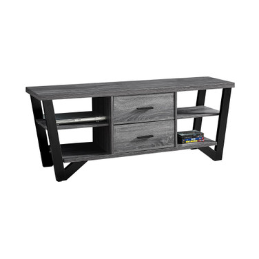60"L Tv Stand with 2 Storage Drawers in Grey-Black