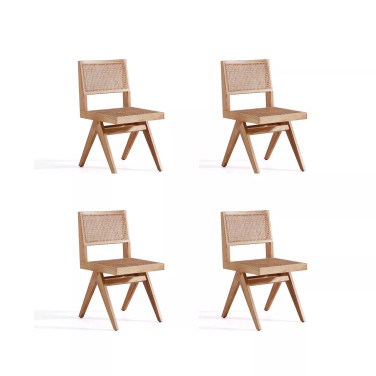 Hamlet 4-Piece Ash Wood and Natural Cane Rectangular Seat Dining Chair