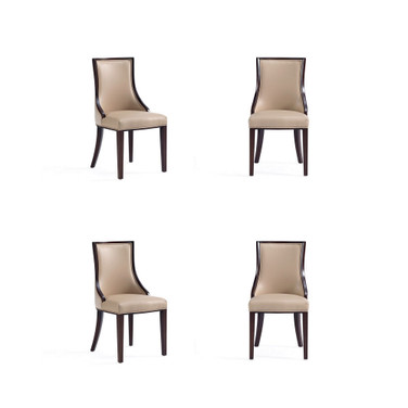 Grand 4-Piece Beech Wood Faux Leather Upholstered Dining Chair Set