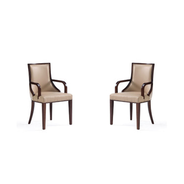 Grand 2-Piece Beech Wood Faux Leather Upholstered Dining Armchair Set