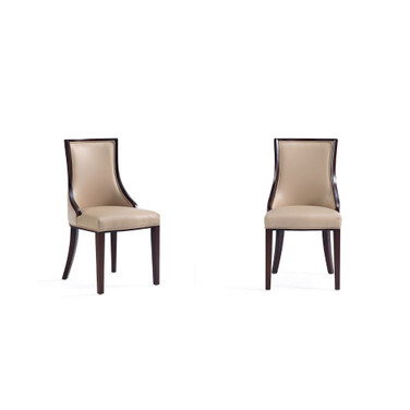Grand 2-Piece Beech Wood Faux Leather Upholstered Dining Chair Set