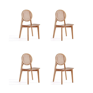Versailles 4-Piece Round Ash Wood and Natural Cane Dining Chair
