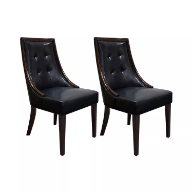 Raphael Traditional Faux Leather Dining Side Chairs, Set of 2