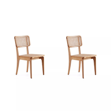 Giverny 2-Piece Ash Wood and Natural Cane Versatile Dining Chair