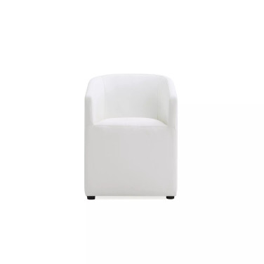 Anna 23.23" L Faux Leather Upholstered Round Dining Armchair