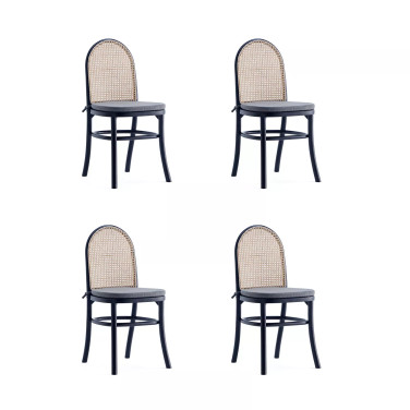 Paragon 4-Piece Ash Wood and Natural Cane Upholstered Dining Chair