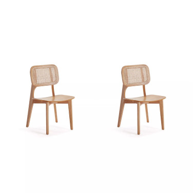 Versailles 2-Piece Square Ash Wood and Natural Cane Dining Chair