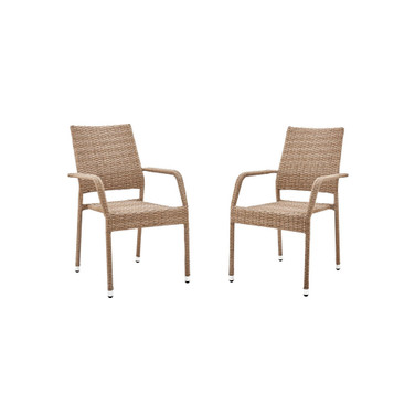 Genoa 2-Piece Steel and Rattan Patio Dining Armchair