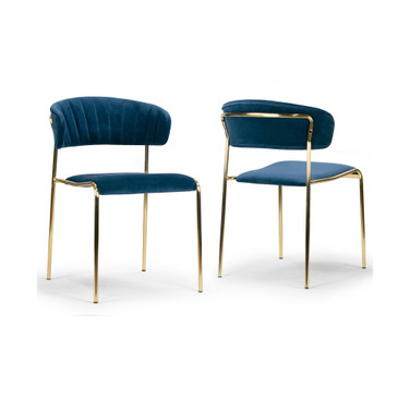 Set of 2 Andre Velvet Dining Chair with Metal Legs and Decorative Stitching