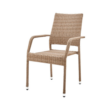 24.41" Genoa Steel and Rattan Patio Dining Armchair