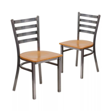 2 Pack Clear Coated Ladder Back Metal Restaurant Chair
