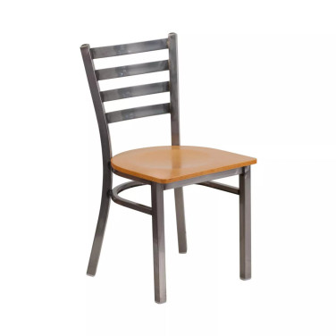 Clear Coated Ladder Back Metal Restaurant Dining Chair