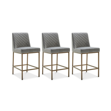 Cambridge Velvet Stool, 3-Pc. Set (3 Grey Counter Stools)