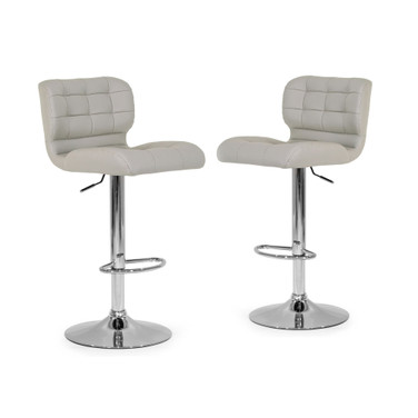 Set of 2 Adler Ashy Color Light Taupe Adjustable Height Bar Stool