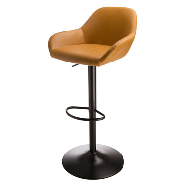 Mid-Century Modern Leatherette Gaslift Adjustable Swivel Bar Stool Set of 2