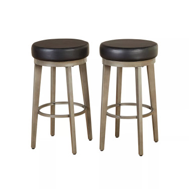Angelo Home Linden Leather Swivel Stool Set of 2