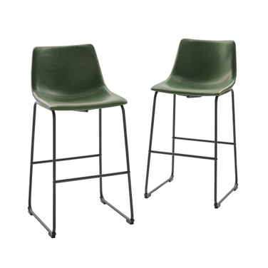 30" Contemporary Metal-Leg Faux Leather Barstool, Set of 2