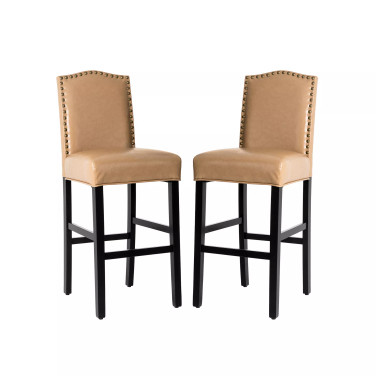 Upholstered Bar Chair with Studded Decor, Set of 2, 45"