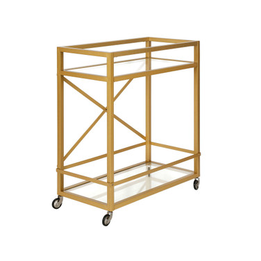 Wilson Bar Cart with Clear Glass Shelves