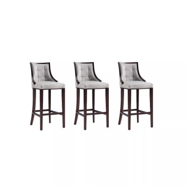 Fifth Avenue 19" 3 Piece Beech Wood Faux Leather Upholstered Barstool Set