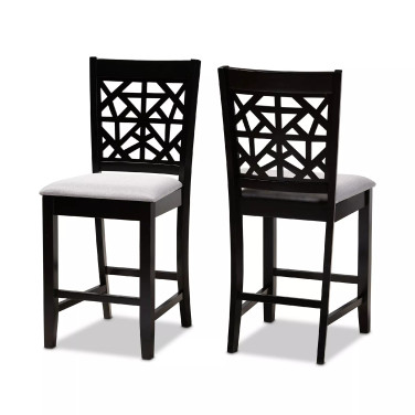 Devon Modern and Contemporary Fabric Upholstered 2 Piece Counter Height Pub Chair Set