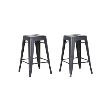 Backless Industrial Metal Bar Stool, Set of 2