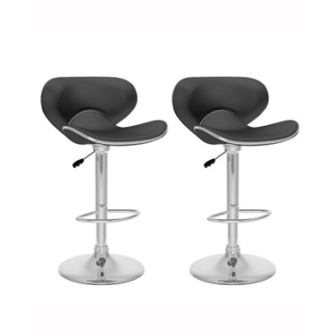 Curved Form Fitting Adjustable Barstool in Leatherette, Set of 2