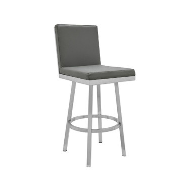 Rochester Swivel Modern Metal and Faux Leather Bar and Counter Stool