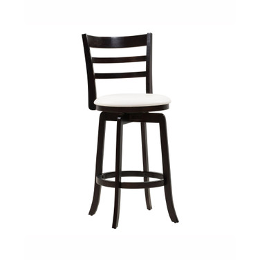 Wood Barstool with Leatherette Seat and 3-Slat Backrest