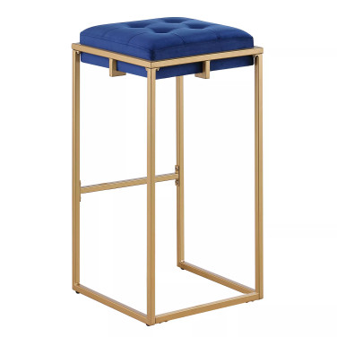 Nadia 2-Piece Square Metal Padded Seat Bar Stool Set